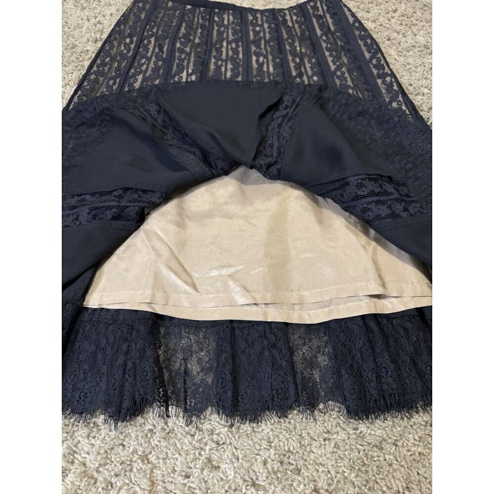 ANN TAYLOR LOFT Black Lacey Skirt Mermaid Gadet Gothic Grunge Chic Classic Sz 4 - Picture 6 of 8